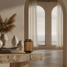 Load image into Gallery viewer, Aurélie Reeded Glass Candle: Hearth &amp; Velvet Flames - (M)