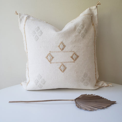 Festive White Sabra Silk Pillow Cover