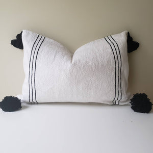 Moroccan Pompom Pillow~Pom pom pillow~ boho pillow~ striped pillow~ Cotton Pillow~Sabra Pillow