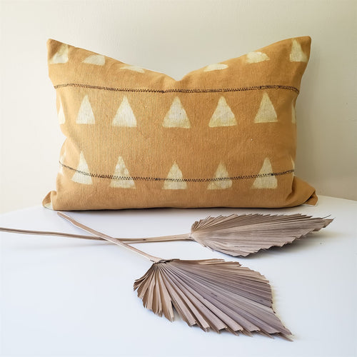 Mustard Block Printed Pillow